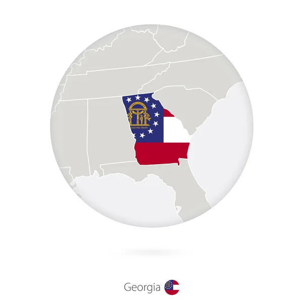 Mapa Gruzji i bandery w kręgu. — Wektor stockowy