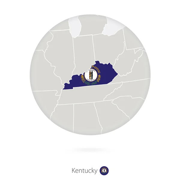 Mapa do Estado de Kentucky e bandeira em um círculo . —  Vetores de Stock