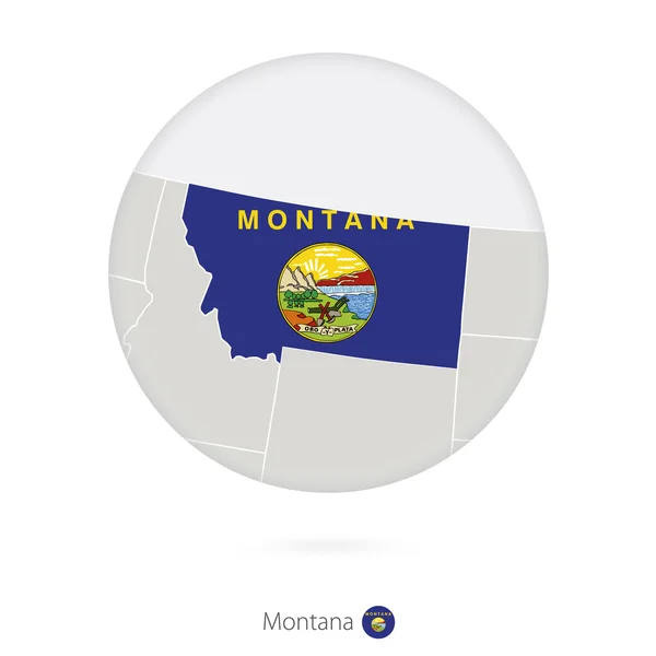 Mapa de Montana State y bandera en círculo . — Vector de stock