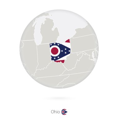 Ohio State ve bayrak bir daire içinde Haritası.