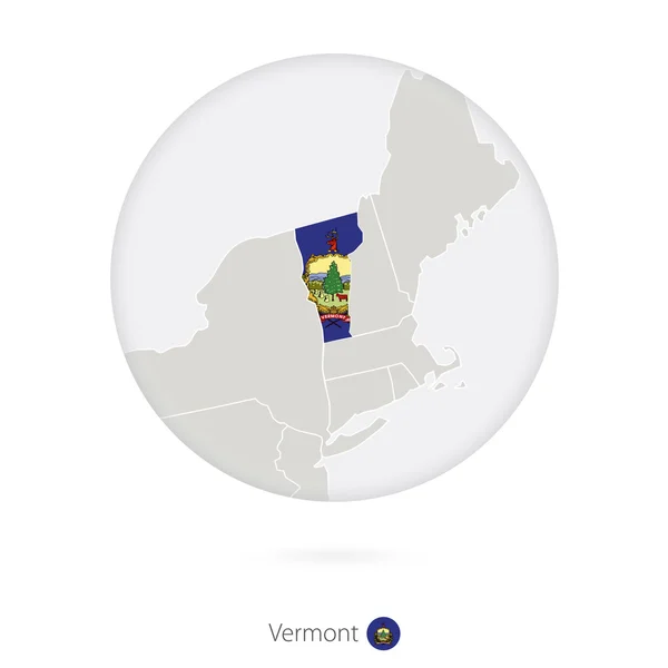 Mapa de Vermont Estado y bandera en círculo . — Vector de stock