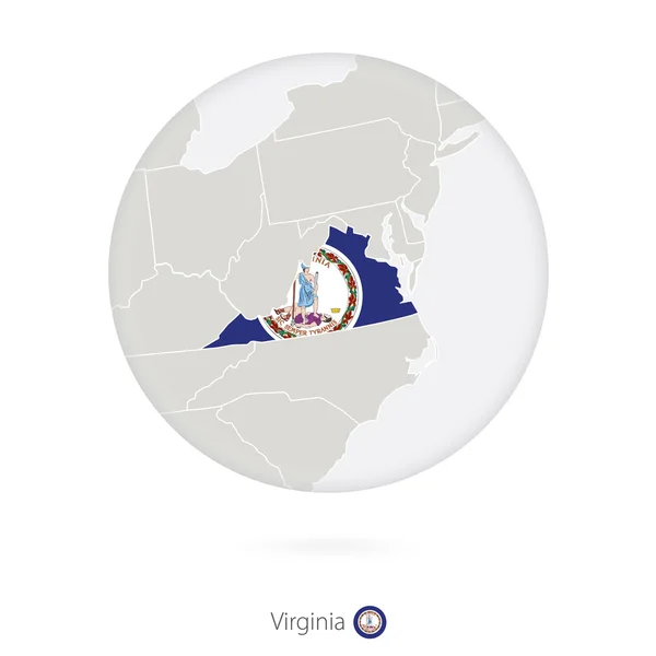 バージニア州と円の旗の地図. — ストックベクタ