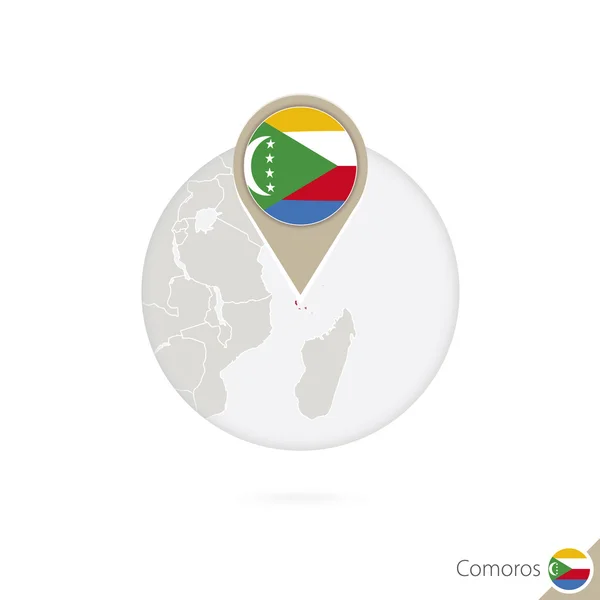 Brezilya harita ve bayrak bir dairede. Komorlar, Komor bayrağı pin Haritası. — Stok Vektör