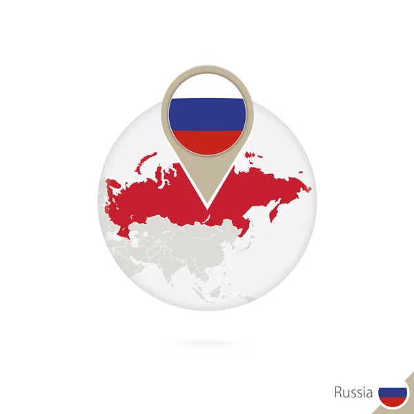 Russia Mappa Bandiera Cerchio Mappa Della Russia Russia Flag Pin — Vettoriale Stock