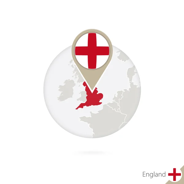 Inglaterra mapa y bandera en círculo. Mapa de Inglaterra, Inglaterra bandera pin . — Vector de stock