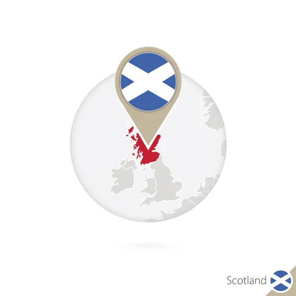 Carte et drapeau écossais en cercle. Carte de l'Écosse, Écosse drapeau . — Image vectorielle