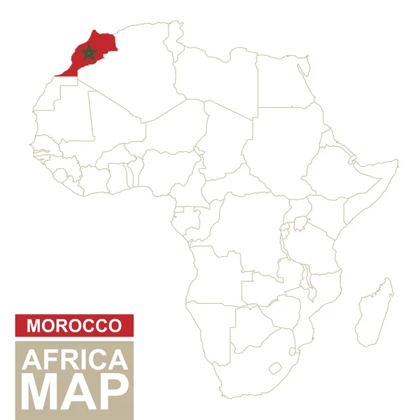 Africa contoured map with highlighted Morocco. — Stock Vector