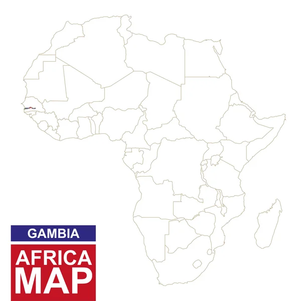 Wyprofilowane Mapa Afryka z podświetloną Gambia. — Wektor stockowy