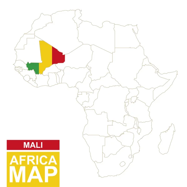 Mapa contornado da África com destaque Mali . — Vetor de Stock
