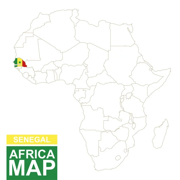 África contornado mapa com destaque Senegal . — Vetor de Stock