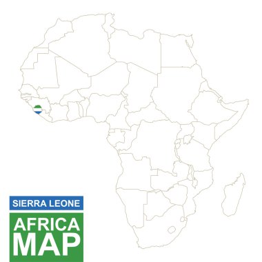 Vurgulanan Sierra Leone ile Afrika Kontürlü Haritası.