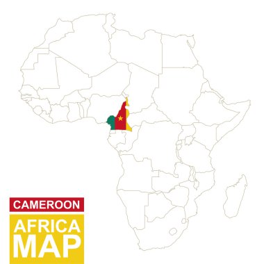 Vurgulanan Kamerun ile Afrika Kontürlü Haritası.