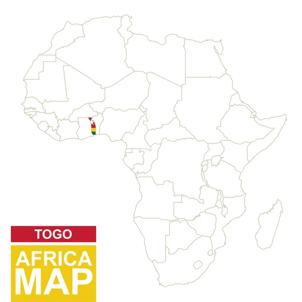 Vurgulanan Togo ile Afrika Kontürlü Haritası. — Stok Vektör