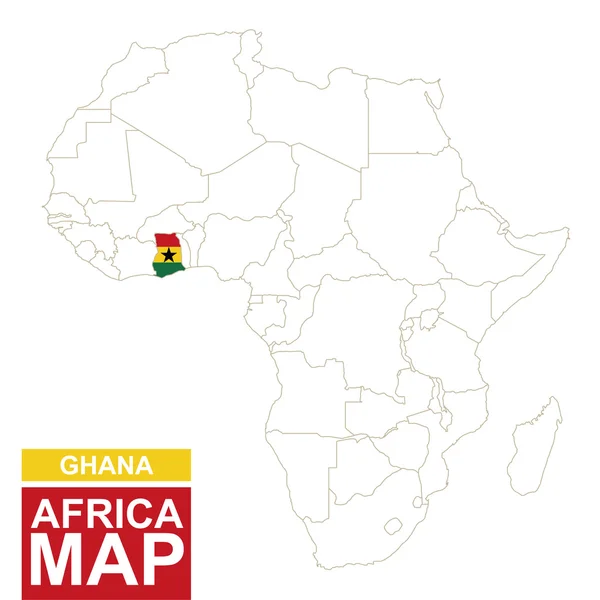 Wyprofilowane mapę Afryki z Ghaną wyróżnione. — Wektor stockowy