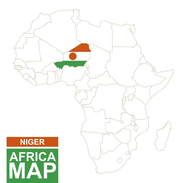 África contornado mapa com destaque Níger . — Vetor de Stock