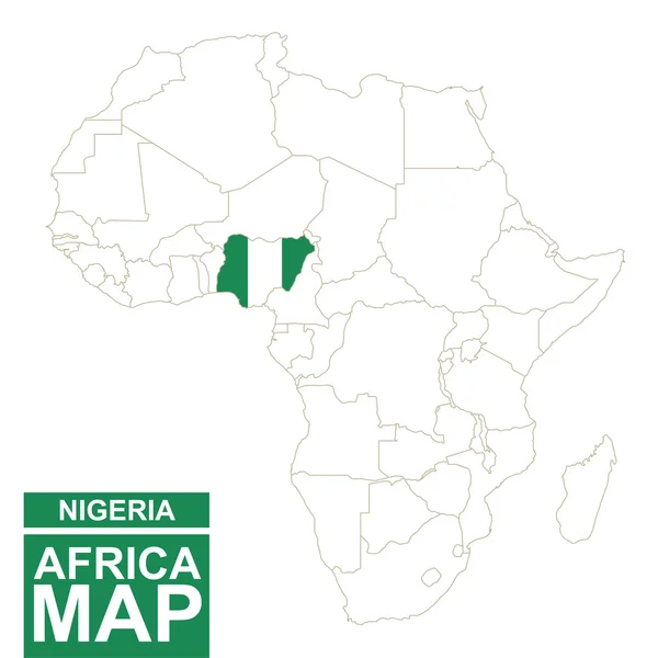 África contorneado mapa con Nigeria resaltado . — Vector de stock