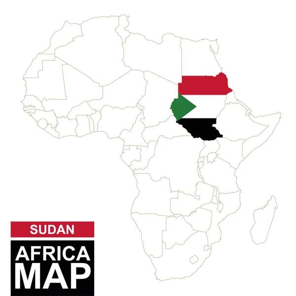 L'Afrique a fait le tour de la carte avec le Soudan souligné . — Image vectorielle