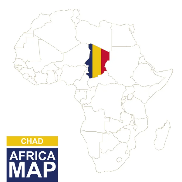 Africa contoured map with highlighted Chad. Stock Vector
