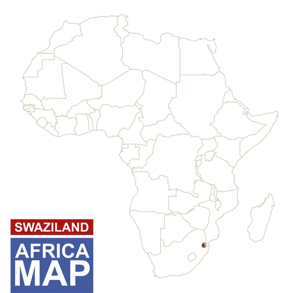 強調表示されたスワジランドとアフリカの凸凹地図. — ストックベクタ