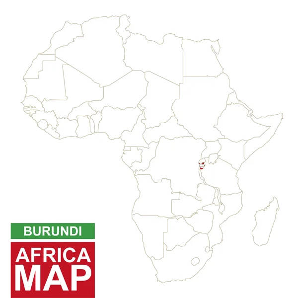 Afrika konturerade karta med markerade Burundi. — Stock vektor