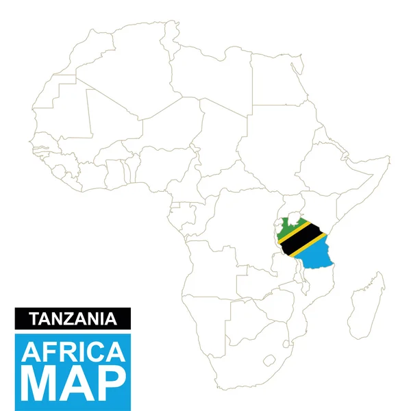 Αφρική ανατομικό χάρτη με επισήμανση Τανζανία. — Διανυσματικό Αρχείο