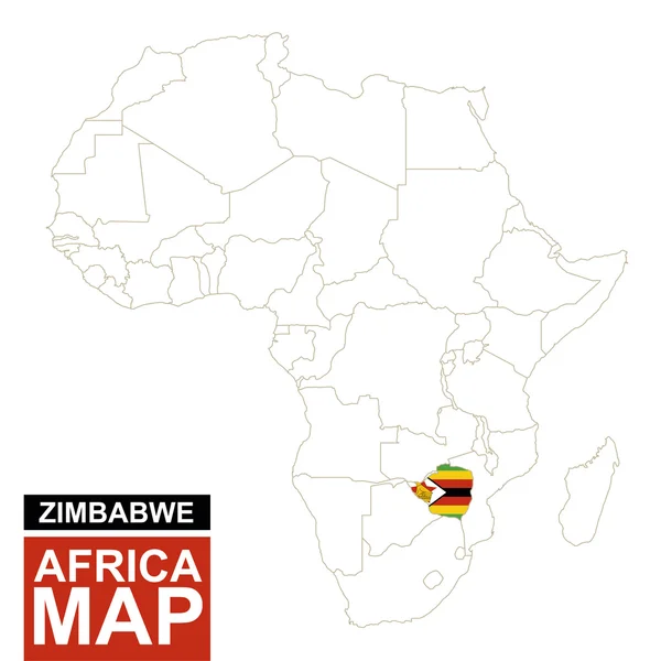 Afrika kontúros megjelenítése a kijelölt Zimbabwe. — Stock Vector