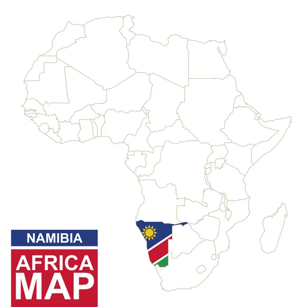 Wyprofilowane Mapa Afryka z podświetloną Namibia. — Wektor stockowy