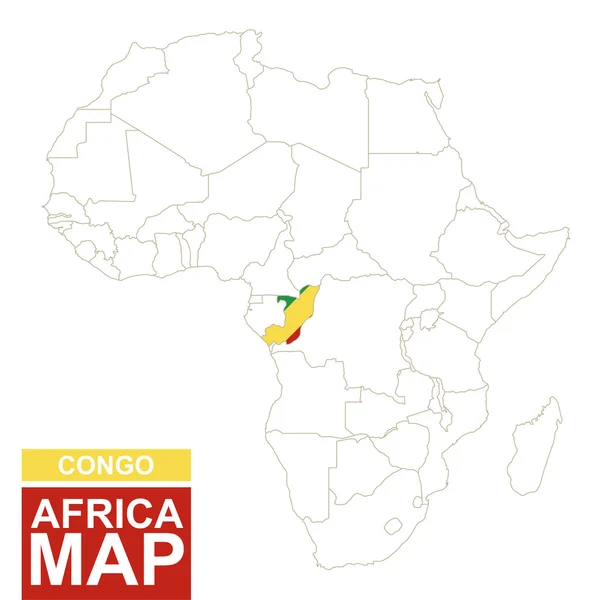 Afrika konturerade karta med markerade Kongo. — Stock vektor