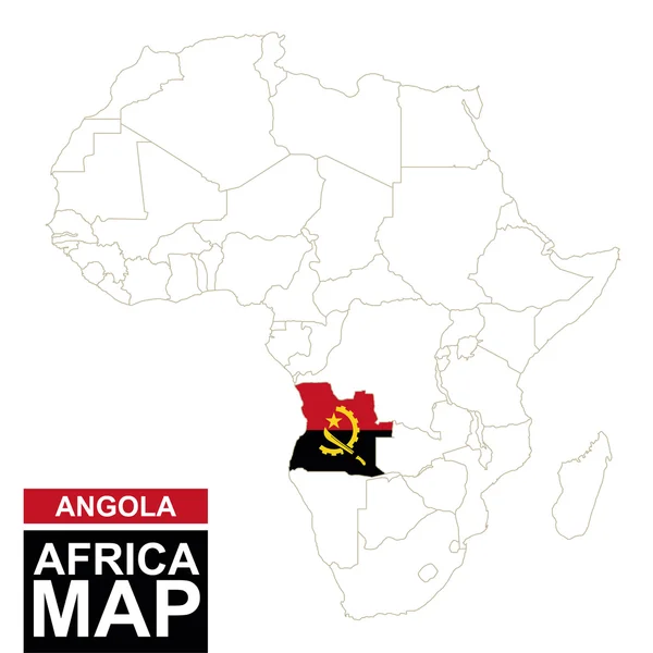 Carte de l'Afrique avec l'Angola mis en évidence . — Image vectorielle