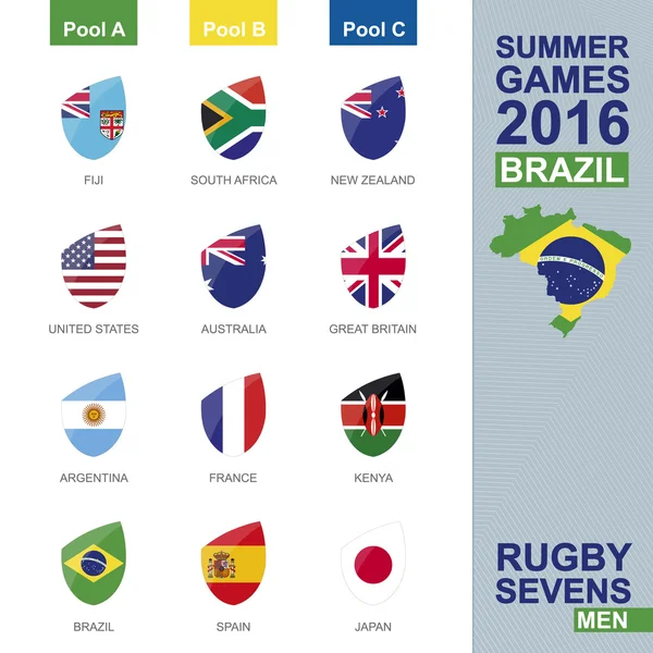 Rugby Sevens Men, Juegos de Verano 2016 en Brasil . — Archivo Imágenes Vectoriales