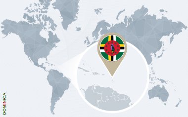 Soyut mavi Dünya Haritası ile büyütülmüş Dominika.