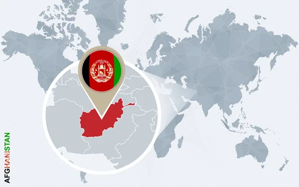 Absztrakt kék világ Térkép-val nagyított Afganisztán. — Stock Vector