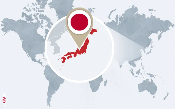 Abstract blauw wereldkaart met vergrote Japan. — Stockvector