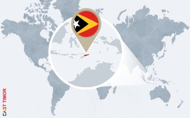 Soyut mavi Dünya Haritası ile büyütülmüş Doğu Timor.