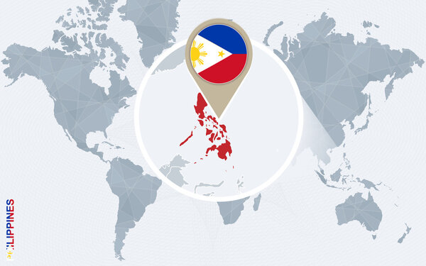 Абстрактная карта мира с увеличенной Филиппинами
.