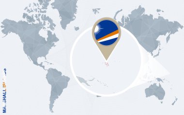 Büyütülmüş Marshall Adaları ile soyut mavi Dünya Haritası.