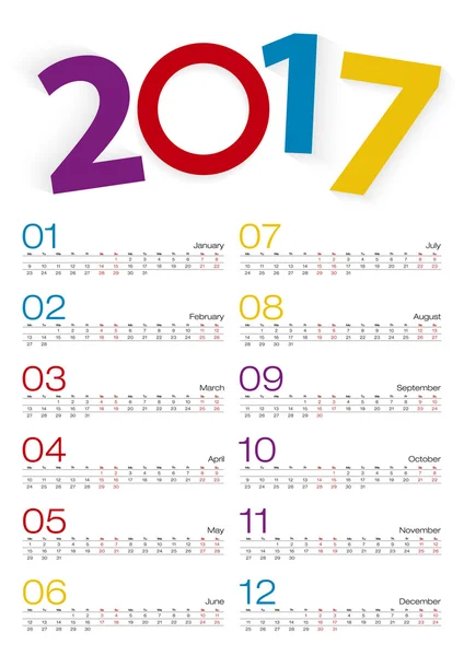 Calendario 2017, Todo el mes, Línea de 2 semanas . — Foto de Stock