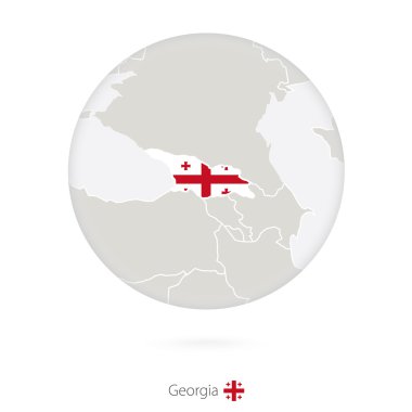 Georgia ve bir daire içinde ulusal bayrak Haritası.