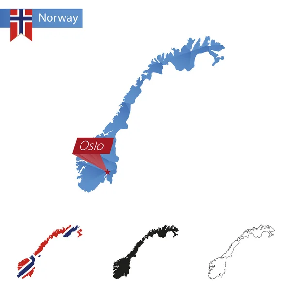 Норвегія синій низький Poly карту з капіталом Осло. — стоковий вектор