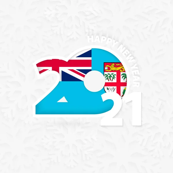 Feliz Año Nuevo 2021 Para Fiji Sobre Fondo Copo Nieve — Archivo Imágenes Vectoriales