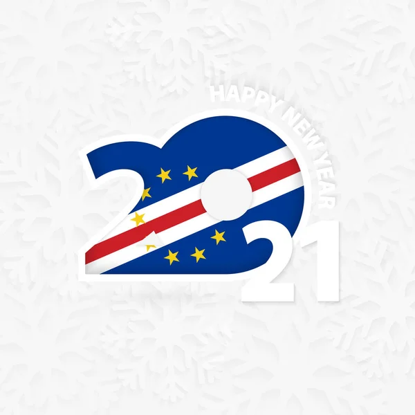 Feliz Año Nuevo 2021 Para Cabo Verde Sobre Fondo Copo — Archivo Imágenes Vectoriales