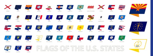 Banderas Pin Modernas Los Estados Unidos América Juego Banderas Grandes — Vector de stock