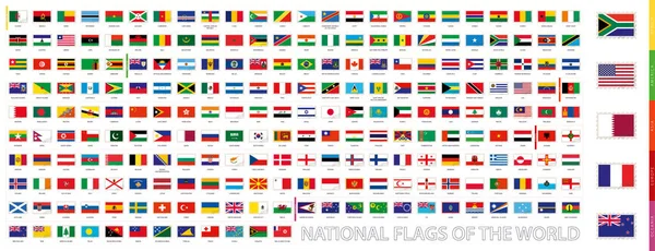 Conjunto Bandeiras Postais Bandeiras Nacionais Mundo Bandeiras Ordenadas Por Alfabeto — Vetor de Stock
