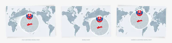 Genişletilmiş Slovakya Haritalı Dünya Haritasının Versiyonu — Stok Vektör