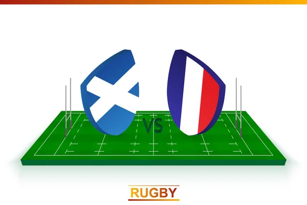 Rugby Team Scotland France Rugby Field Vector Template — Stock Vector