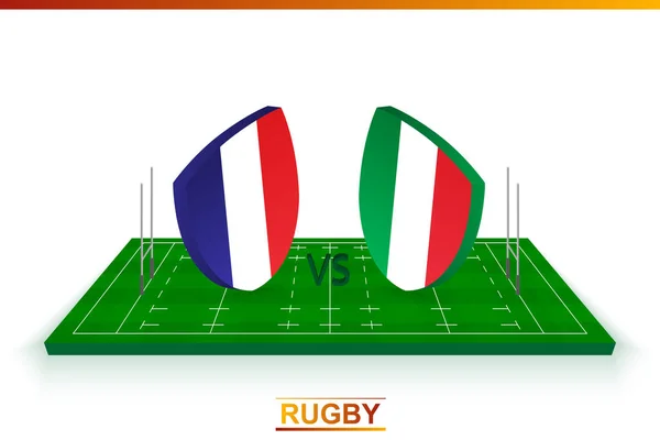 Equipo Rugby Francia Italia Campo Rugby Plantilla Vectorial — Vector de stock