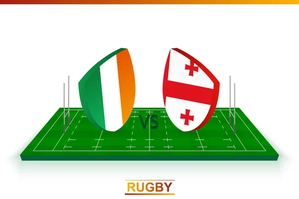 Equipo Rugby Irlanda Georgia Campo Rugby Plantilla Vectorial — Vector de stock