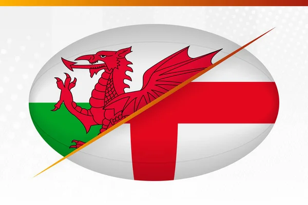 Wales Mot England Koncept För Rugbyturnering Vektor Flaggor Stiliserade Rugby — Stock vektor