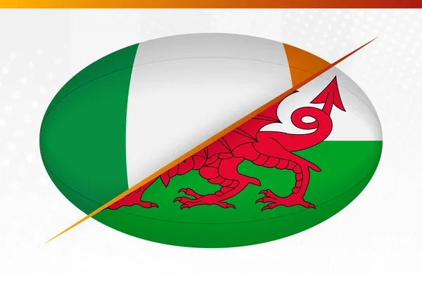 Irland Mot Wales Koncept För Rugbyturnering Vektor Flaggor Stiliserade Rugby — Stock vektor