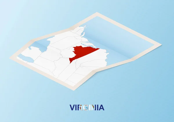 Vikt Papperskarta Över Virginia Med Grannländer Isometrisk Stil — Stock vektor
